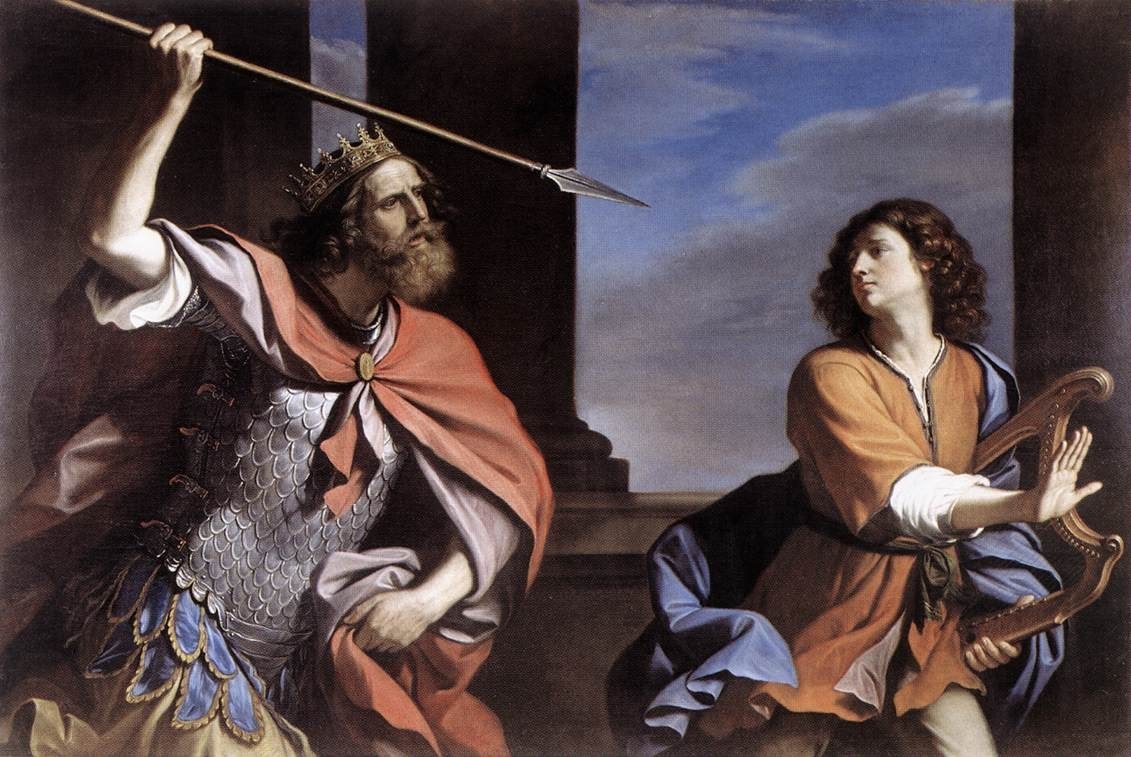 Guercino Saul Attacking David